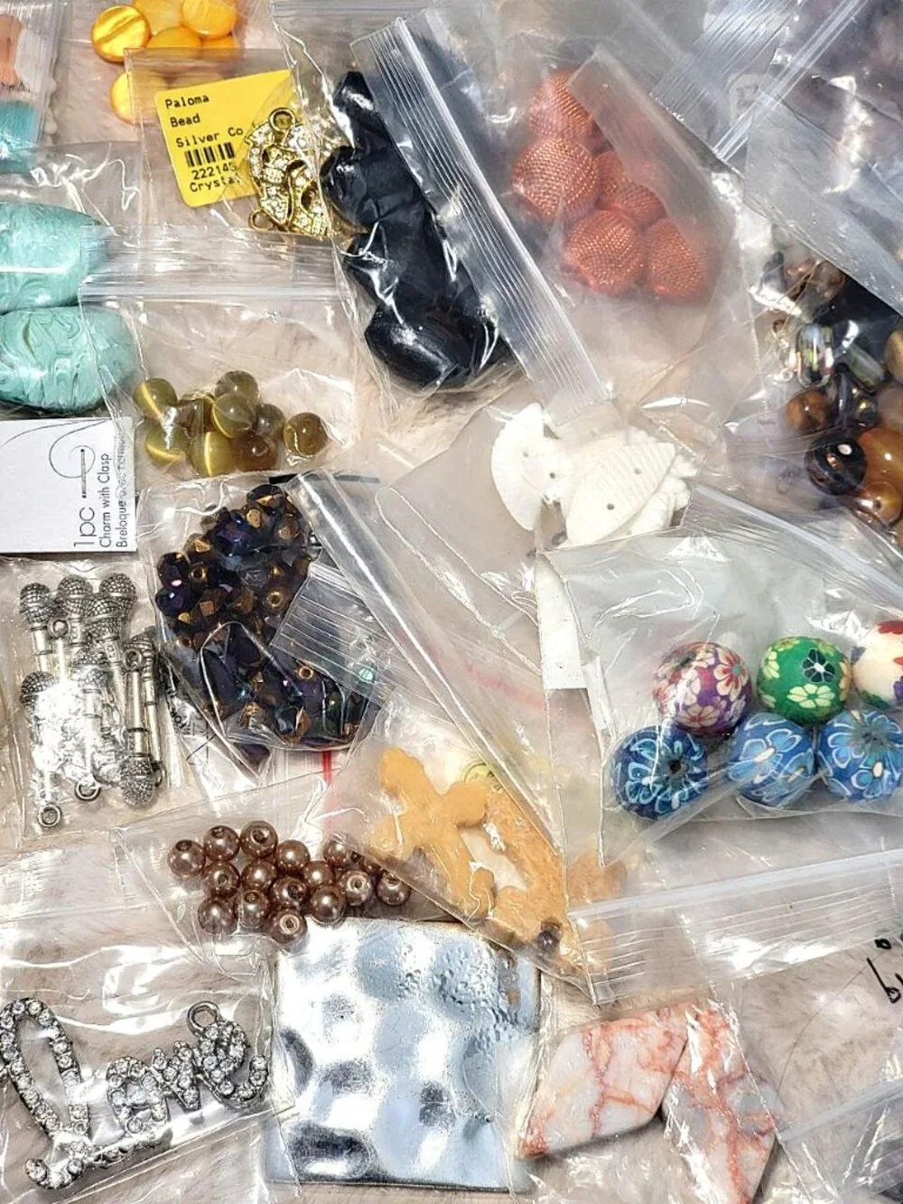 HUGE 4.5lb Destash Lot Jewelry Making Beads Findings Cabachons Various Mats #I